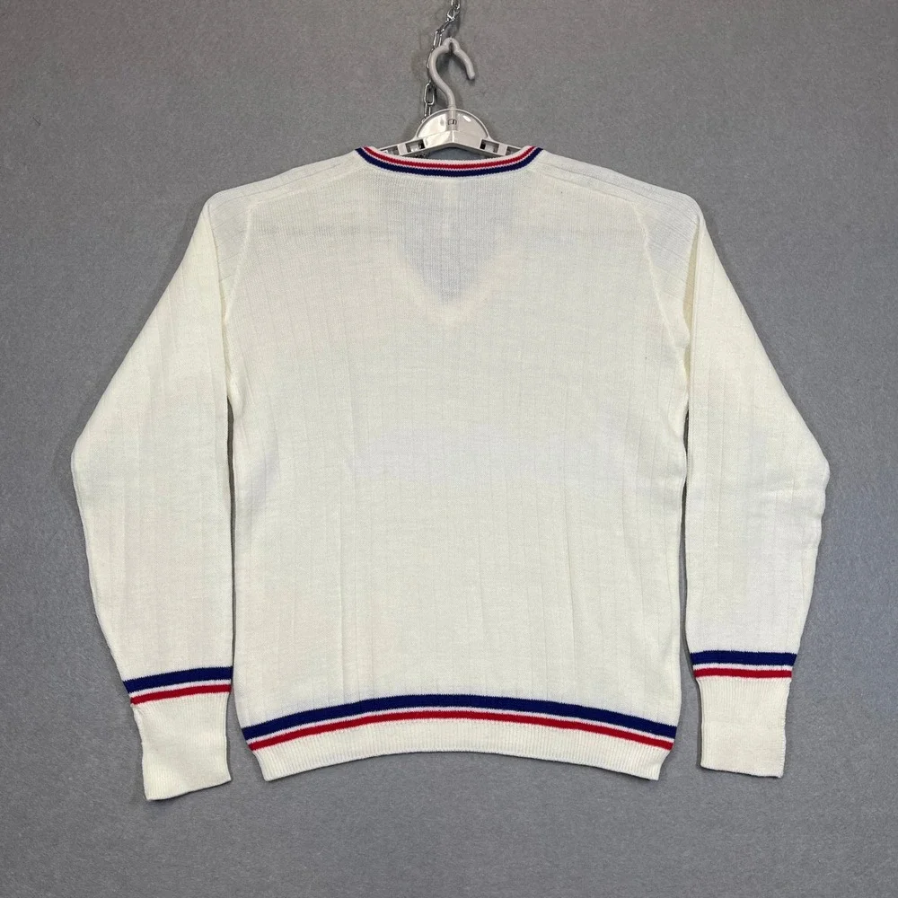 VTG Slazenger Sweater Mens Large Sz 42 Cream V-Neck Wimbledon Tennis 80s England